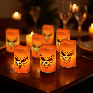 Hot Selling LED Flameless Electronic Candle <b>Light</b> with Ghost Face Pumpkin Lantern <b>Battery</b> Powered Holiday Party Decoration - Product Image 2