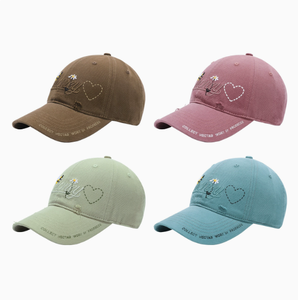 หมวกเบสบอลเนื้อนุ่มพร้อมลายปักผึ้งและดอกไม้ หมวกลำลองแบบปรับได้ - Product Image 6