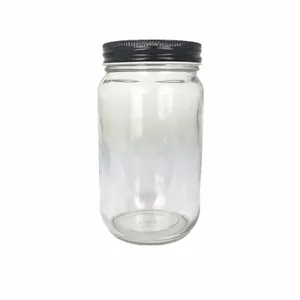 新设计的14盎司玻璃瓶，用于散装普通盖子的康柏椰子油梅森罐