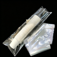 Sacs en polypropylène BOPP autocollants personnalisés, sacs transparents pour l'emballage de gobelets en papier jetables, logo et taille personnalisés pour l'industrie des boissons