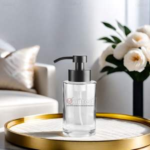 Bouteille de pompe à mousse en verre dépoli noir de luxe bouteille de désinfectant pour les mains de savon liquide vide 250 300 350 ml pompe à mousse en acier inoxydable - Product Image 6