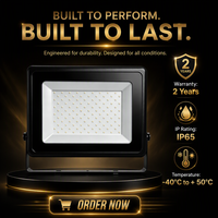 Projecteur LED extérieur OUTLUX E026 en aluminium, étanche IP65, 100W AC, haute luminosité, certifié CE CB UKCA LVD EMC