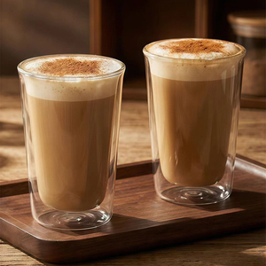 Tazza da <span class=keywords><strong>Caffè</strong></span> in Vetro a Doppia Parete, <span class=keywords><strong>Bicchiere</strong></span> Isolante in Vetro Borosilicato Resistente al Calore per Bevande Calde e Fredde - Product Image 6