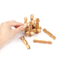 Bantalan sabar kayu bulat Diy blok seni bangunan mainan edukasi dini permainan pikiran pelatihan Puzzle untuk anak-anak