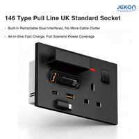 Prise murale de charge rapide standard britannique avec 2 ports USB et 2 interfaces Type-C, prise UK 13A, IP44, accessoire de charge domestique