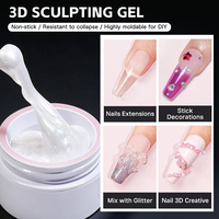 ZRKGEL Kit de 6 Couleurs de Gel UV 3D Antiadhésif pour Extension d'Ongles, Sculpture et Moulage Floral, Gel de Construction Solide pour Nail Art