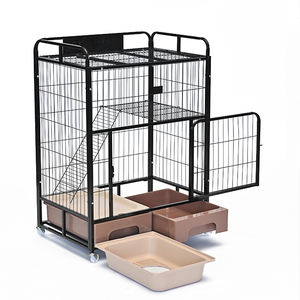 Cages extérieures pour animaux de compagnie, <span class=keywords><strong>cage</strong></span> à chien à tube carré double couche robuste, roues détachables, villa multifonctionnelle pour chats, intérieur - Product Image 3