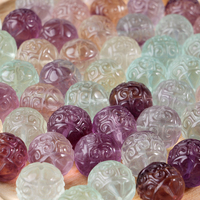 Vente en gros de pierres précieuses en vrac cristal fluorite sphère de créateur breloques bracelet breloques sculpture fleur pour bracelet fabrication de bijoux DIY