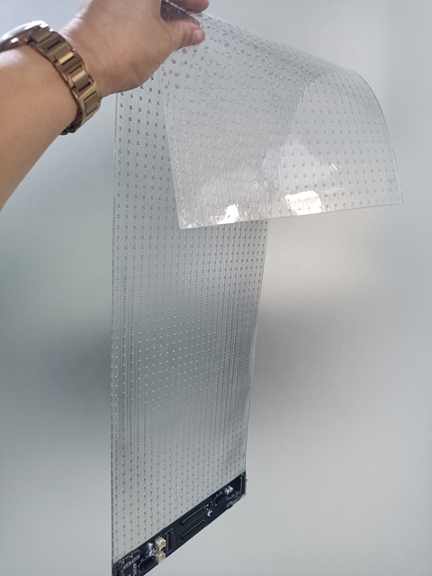 LED Transparent Flexible Film Self-Adhesive Indoor Display 4K Resolution 5000cd Brightness High Contrast Sunlight Readable Full
