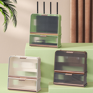 Organizador de soporte de teléfono, caja de almacenamiento de enrutador <span class=keywords><strong>Wifi</strong></span> montada en la pared de plástico con ventana transparente - Product Image 6