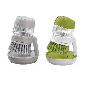 Hot Selling Pressing <b>Cleaning</b> Dish Scrubber Kitchen Soap Dispensing Palm Brush - Product Image 4