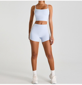 Women Thin Spaghetti Strap Yoga Bra Criss Cross <b>Back</b> Ruched Removable Pads Sports Crop <b>Top</b> <b>Low</b> Support Pilates Activewear - Product Image 4
