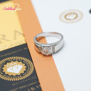 Anillo Personalizado Goldleaf, Joyería de Plata S925 con Moissanita Redonda de 1ct 2ct 3ct D VVS - Product Image 5