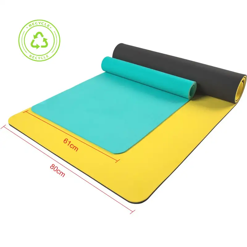 Esterilla de yoga tpe verde de alta densidad, antideslizante, ecológica, etiqueta privada personalizada, 80cm, extra ancho, 8mm, venta al por mayor, 2022