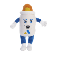 Peluche personnalisée en forme de bouteille de dessin animé, jouet en peluche doux, personnage de bouteille blanche avec broderie du logo flamme, cadeau promotionnel