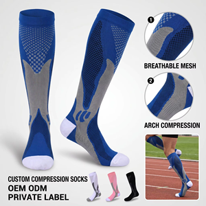 <strong>High</strong> Quality Custom Men Women <strong>Knee</strong> <strong>High</strong> 20-30mmhg Cycling Athletic Wholesale Compression <strong>Socks</strong> - Product Image 1