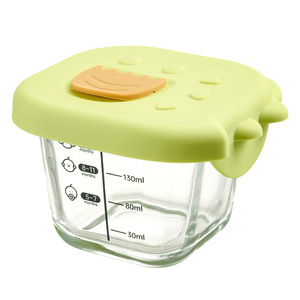 Bol d'alimentation pour bébé en verre Dinosaure 230 ml avec couvercle, forme carrée, portable et compatible vapeur - Product Image 5