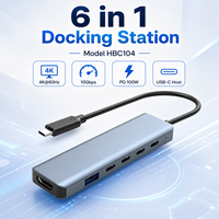 Station d'accueil USB-C 6-en-1 en aluminium, double sortie 4K+60Hz et Type-C multifonction 100W PD, 4 ports USB 3.2 Gen2 10 Gbps, portable pour ordinateur portable