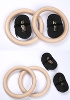 Gymnastic Equipment Birch Wood Gym Rings Birch Wooden Fitness Training Gymnastic Rings Wood With Adjustable Straps