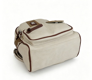 <span class=keywords><strong>Zaino</strong></span> in Pelle PU per <span class=keywords><strong>Donna</strong></span>, Trendy con Tasche Multiple, <span class=keywords><strong>Beige</strong></span>, Piccolo <span class=keywords><strong>Zaino</strong></span> da Viaggio, Vintage Bicolore - Product Image 4