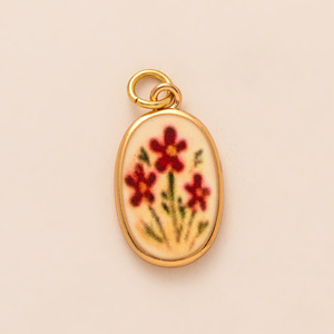 Collar con Colgante de Acero Inoxidable con Diseño Floral Vintage, Esmalte Pintado a Mano con Rosas, Lirios y Tulipanes, para Mujer, Día de San Valentín, Bufanda de Seda - Product Image 6