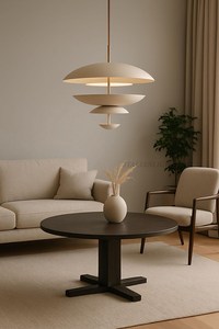 Designer 1950s Mid Century Pendant Light 4-Layer Atomic Scandinavian Chandelier 24 Inch Ceiling Lamp Interior Decor - Product Image 3