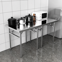Table de travail pliante en acier inoxydable pour la préparation des aliments, peu encombrante, résistante à la corrosion, idéale pour les restaurants et hôtels