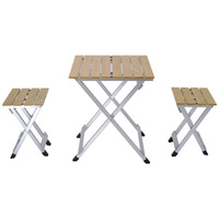 Ensemble table et tabourets pliants en alliage d'aluminium robuste et portable pour l'extérieur, kit table et chaise pour camping, pique-nique, barbecue, mobilier d'extérieur