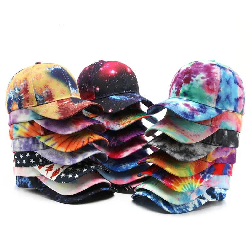 Unisex Outdoor Sonnenschutz Sonnenhut Dry Fit Sport Cap Persönlichkeit Tie Dye Neon Yellow Baseball Cap