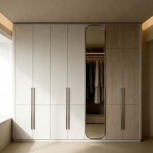 Armoire de style crème Balom personnalisée avec éclairage intégré, couleur de l'armoire et design minimaliste - Product Image 4