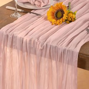 Chemin de table en gaze de coton rose poudré, style bohème, transparent, 157 pouces, pour table de printemps, mariage, baby shower, fête du thé - Product Image 1