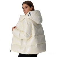 Blouson court d'hiver pour femme Boying - Capuche coupe-vent respirante, imprimé logo moelleux, doudoune chaude ODM / OEM