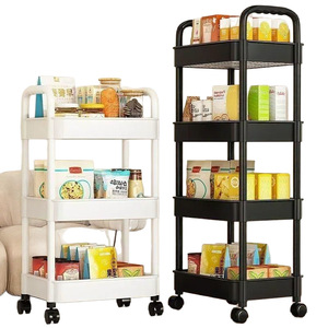 Plastic <b>Storage</b> <b>Cart</b> 3 Tier Mobile Trolley With Wheels For Home Office Bedroom Kitchen Bathroom Organization - Product Image 5