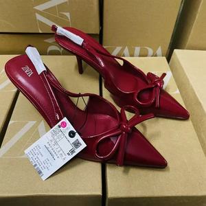 2025 nuevas sandalias vacías con espalda recta y lazo de charol y tacones <span class=keywords><strong>HHgh</strong></span> - Product Image 4