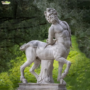 Statua di Centauro in Marmo Bianco Scolpita a Mano Scultura della Mitologia Greca per Decorazione da Giardino Esterno - Product Image 4