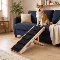 Rampe réglable pour animaux de compagnie pour canapé, cadre en pin pliable, loquets à bascule, pieds en caoutchouc antidérapants, marches recouvertes de tapis, poignée de transport pour chiot Golden Retriever
