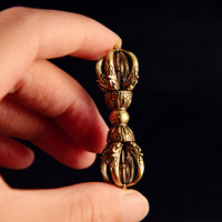 Vajra en laiton vintage, Lama bouddhiste tibétain, Dorje, décoration sculptée à la main, articles religieux, ornement Feng Shui, objets de collection