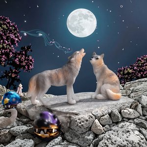 Figura de Lobo de Resina Realista Miniatura Blanca al por Mayor, Escultura Pintada a Mano de Hada, Adornos de Jardín, Animal del Bosque para Niños - Product Image 1