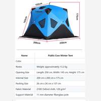 Tente hexagonale pour la pêche sur glace en hiver, triple couche, ouverture automatique rapide, poteaux en fibre de verre, tissu Oxford 210D, imperméable, portable