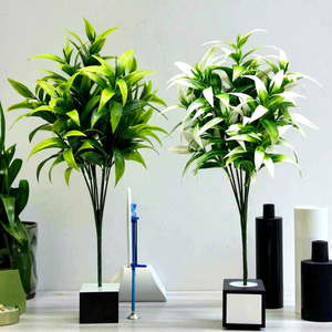 Small Indoor/Outdoor Bamboo <strong>Leaves</strong> Bouquets Artificial Tree Branches PE Plant <strong>Wall</strong> <strong>Decoration</strong> 35cm Birthday Occasion Accessory - Product Image 1