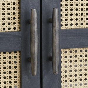 ריהוט נורדי סלון מטבח מזנון עץ אלון ארון מבטא גבוה עם דלת קש מדף אחסון - Product Image 6