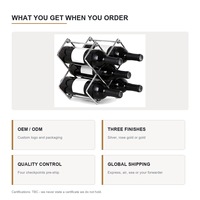 Support à vin pliable en fil de fer avec logo personnalisé OEM, porte-bouteilles 4 places, support de comptoir pliable pour bar, hôtel, vente en gros