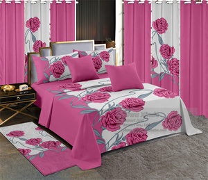 Bán Buôn Giá Rẻ Giá Tấm Ga Trải Giường Đặt Sang Trọng Vua Kích Thước Được Trang Bị Tấm Bộ Đồ Giường Với Rèm Cửa Và Thảm - Product Image 5