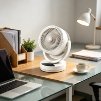 Ventilateur de circulation d'air à haute efficacité Glacial Breeze, rechargeable par USB, avec lumière d'ambiance pour table de chevet
