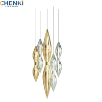 Lustre en cristal de luxe sur mesure pour salon, longueur moyenne, avec télécommande, éclairage LED suspendu, garantie 5 ans, angle de faisceau 360°