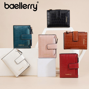 กระเป๋าสตางค์สั้นผู้หญิง Baellerry ลายจระเข้สีแดง กระเป๋าใส่เหรียญแบบซิป ขนาดเล็ก ใช้ได้ทุกวัน - Product Image 4