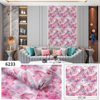 Papier peint auto-adhésif en PVC satiné avec motif floral 3D et papillon perlé, épaissi, imperméable et résistant à l'humidité, film de rénovation pour meubles
