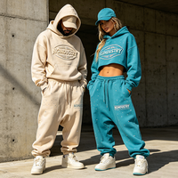 Ensembles de survêtements 2 pièces en molleton épais 400 g/m² avec impression 3D en relief et strass personnalisés, vente en gros de haute qualité