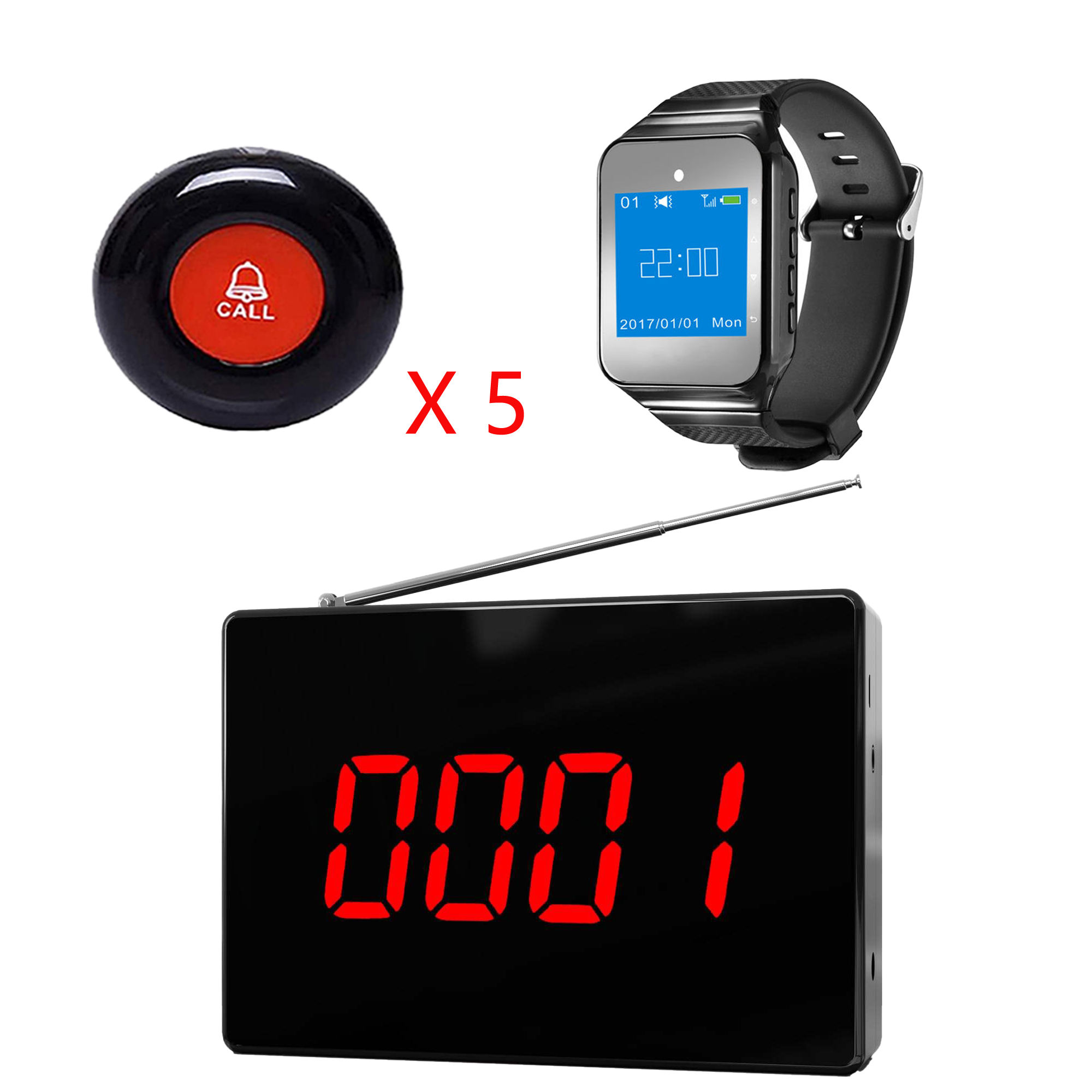 1 Watch+5 Call Button+1 Call Display Screen BL