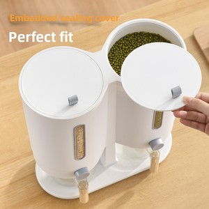 Contenedor <span class=keywords><strong>de</strong></span> Arroz con Taza Medidora, Dispensador <span class=keywords><strong>de</strong></span> Cereales con Tapas para Almacenamiento en Cocina, Despensa, Arroz, Soja, Maíz - Product Image 3